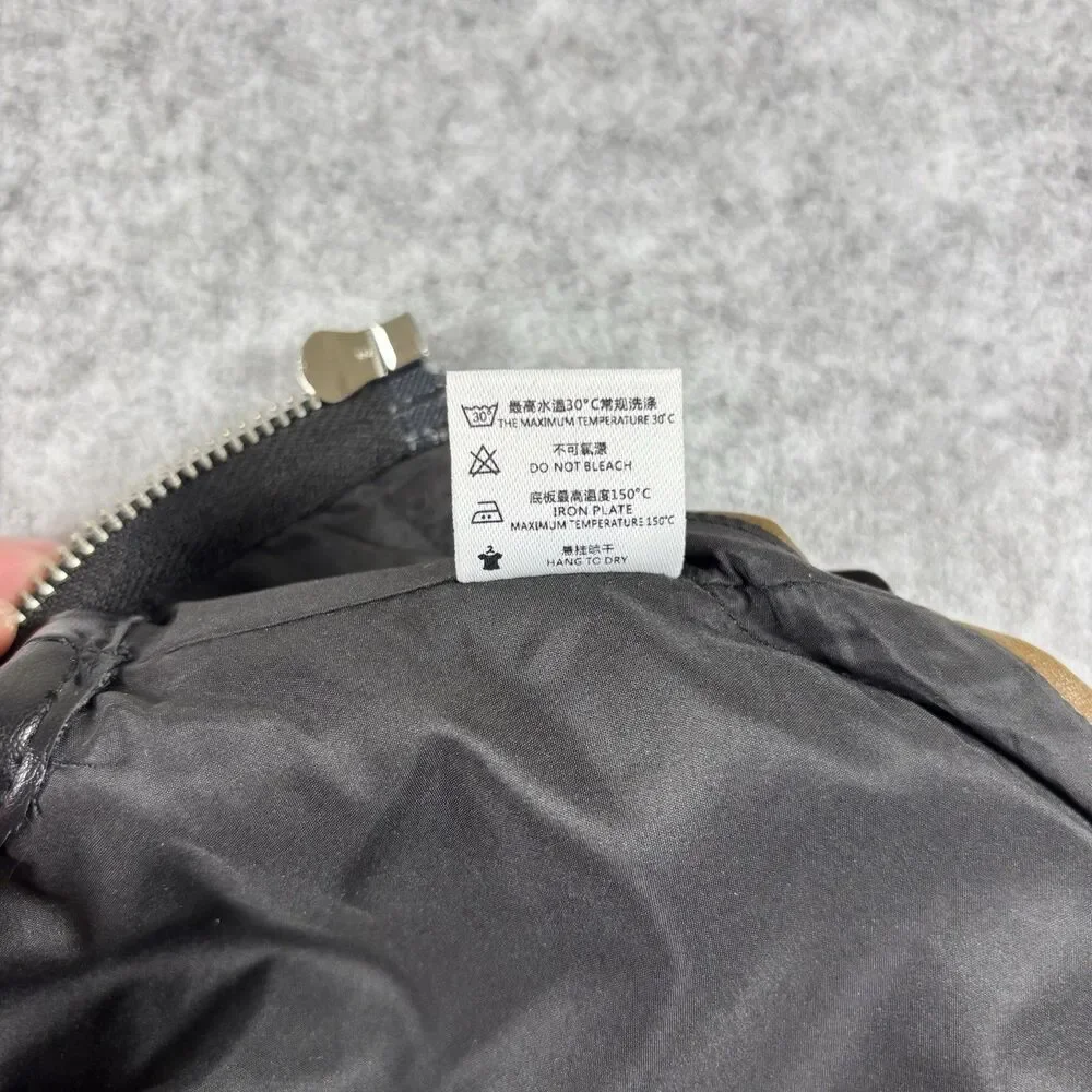 Mookie Pet Black & Brown Faux Leather Zip Up Moto Racing Jacket For Dogs / Cats